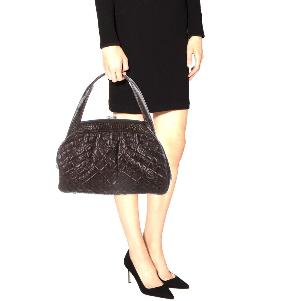 Louis Vuitton Alligator-Trimmed Vienna Sac Fermoir GM